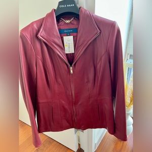 Cole Haan Lamb Skin Leather Front Zip Jacket size Med
